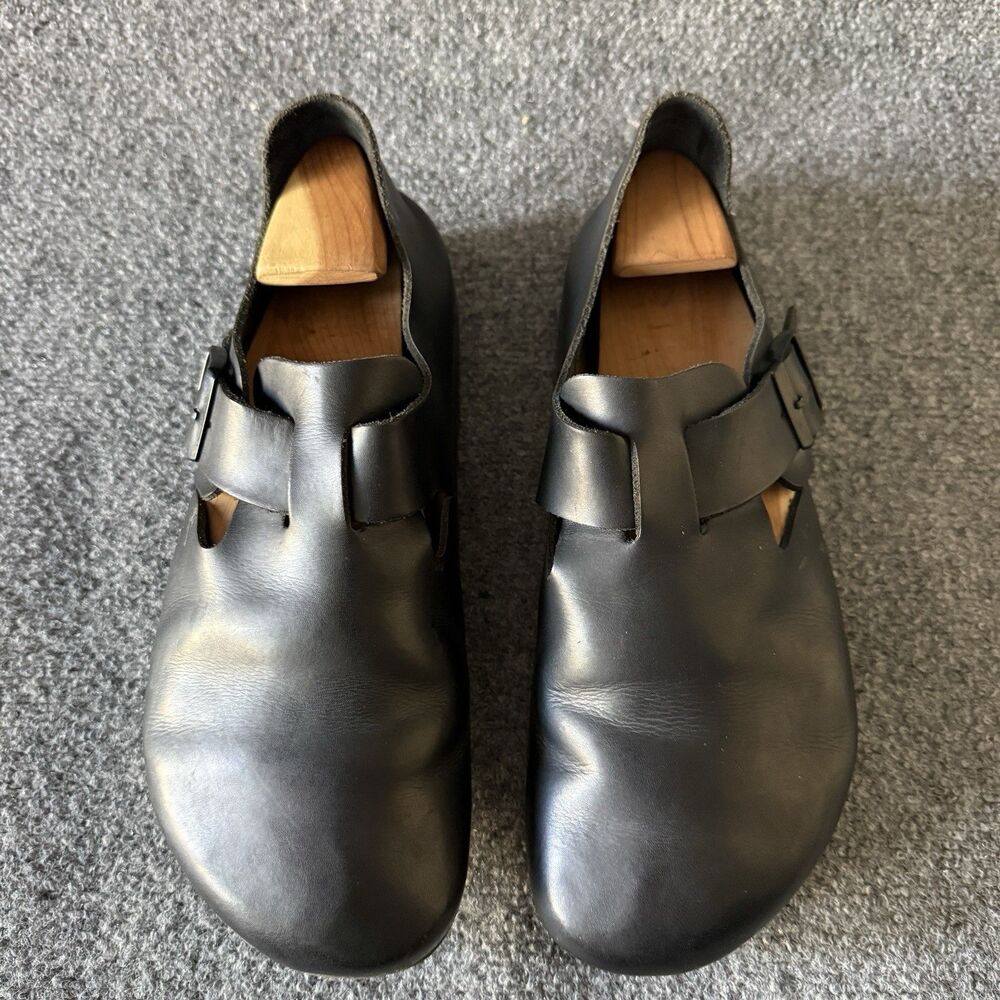 Birkenstock London Oiled Black Clog Buckle Shoes Mens Size EU 43 US 10 Leather